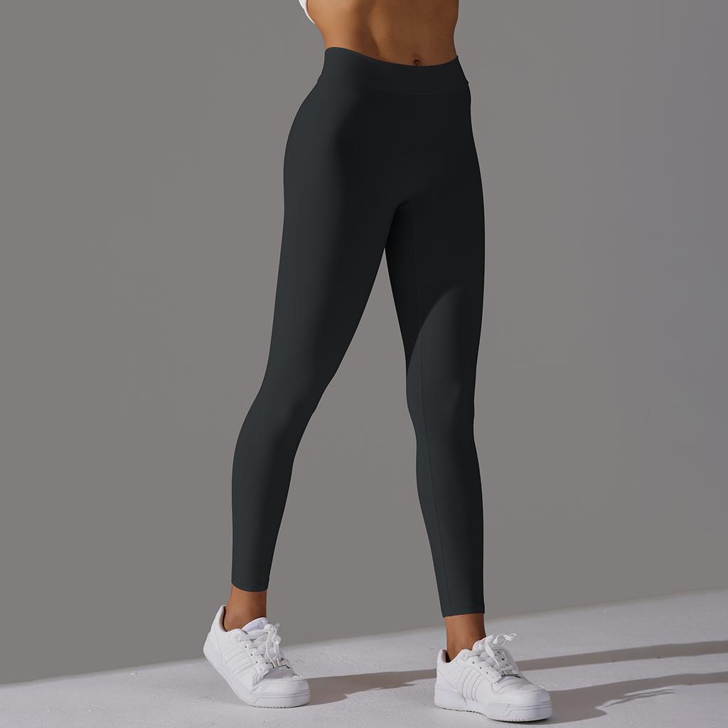 Brushed V-waist Pleated Solid Color Peach Hip Yoga Pants For Sports, Running, Fitness, Tight Fitting Cropped Pants