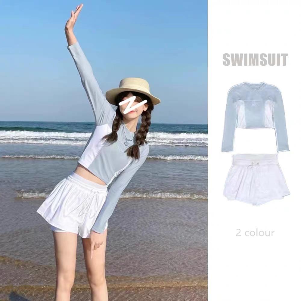 Conservative and Sexy Split Belly Cover and Thin Two-piece Sports Swimsuit