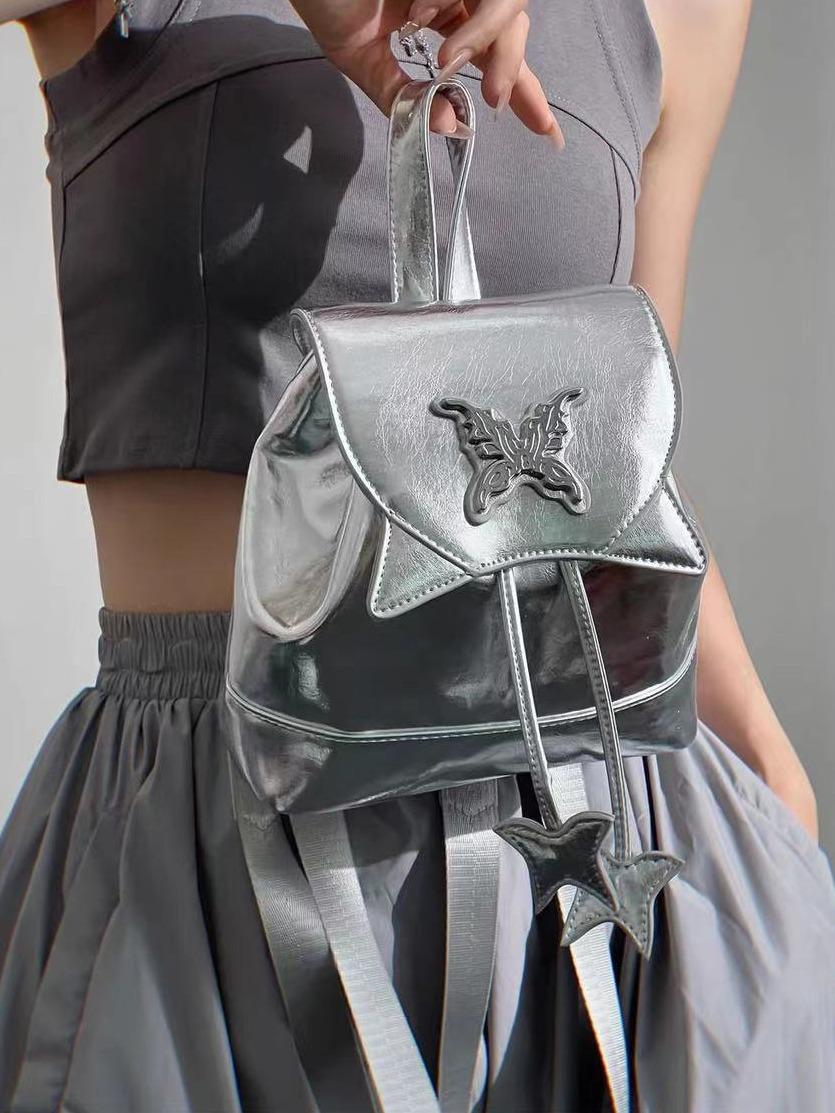 

Нишевая модная универсальная сумка-ведро с цепочкой 2024 года, новый рюкзак Xiaoxiangfeng, серебряный рюкзак премиум-класса серебряный