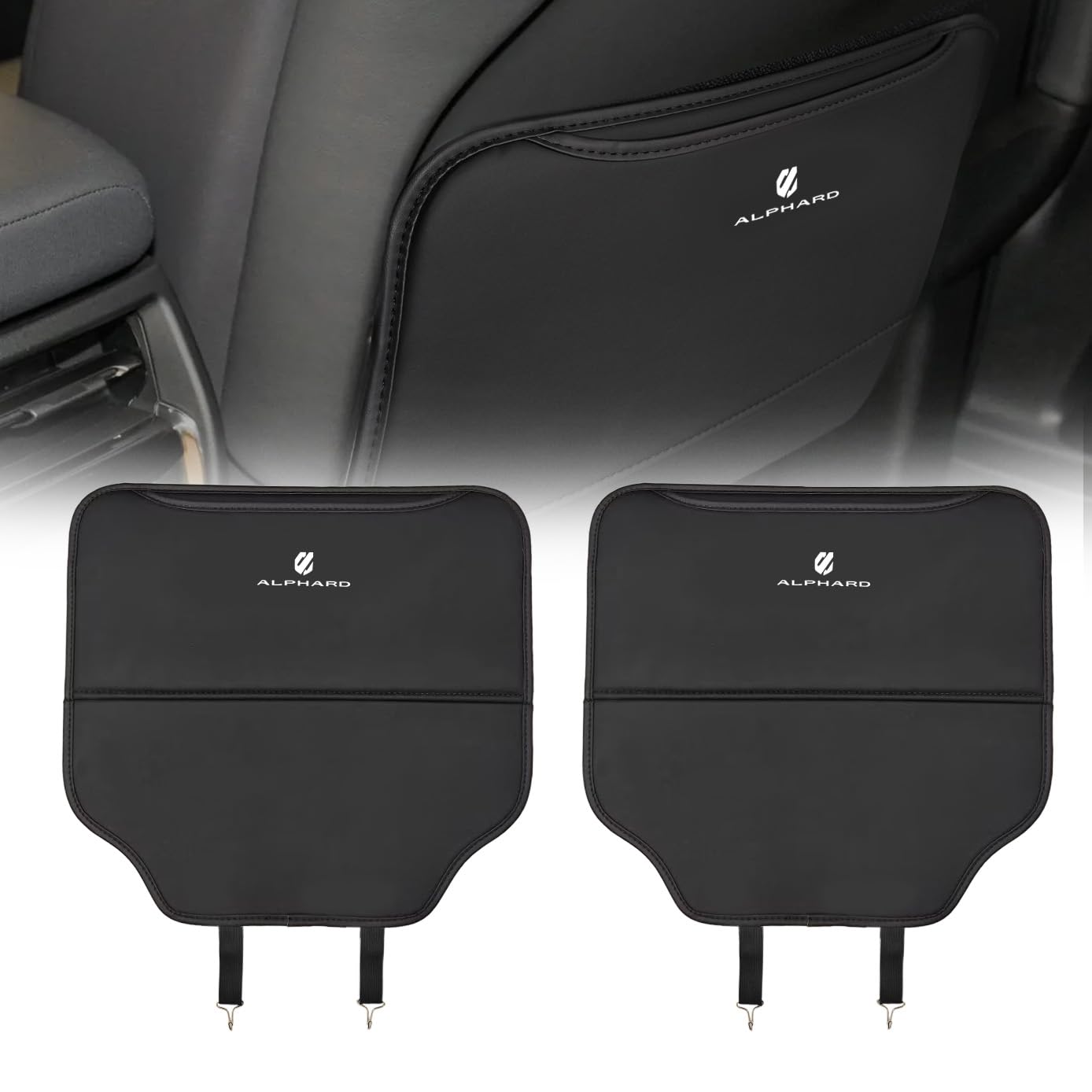 

HUDIY Rear Seat Kick Guards for the New Alphard 40 Series Compatible with the 40 Series Alphard Features a Protective Mat with Storage and PU Leather чёрный