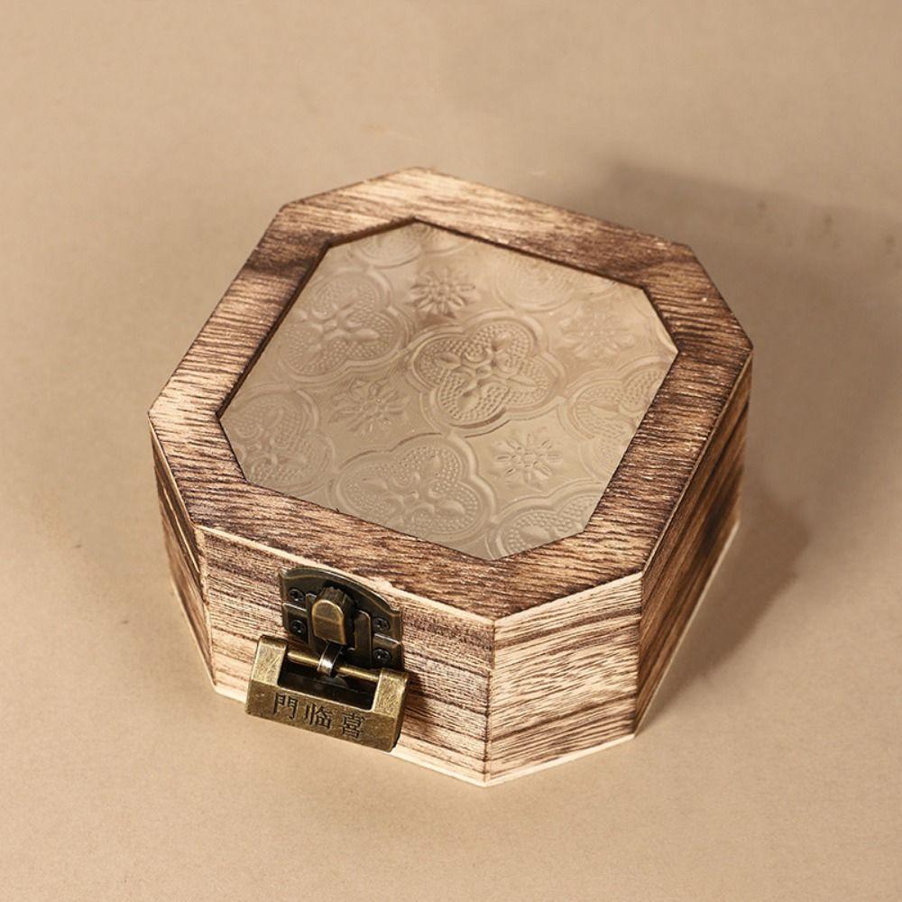 With Lock Vintage Jewelry Organizer Frosted Glass Treasure Decorative Box Home Decoration