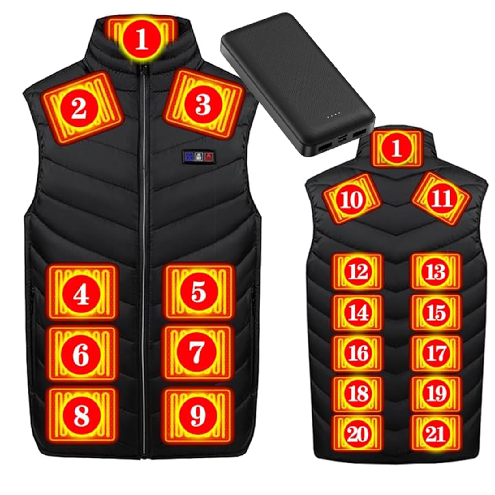 

Vasarhely Electric Heated 15 Heating 3 Temperature Large USB High Cold Weather and M Vest, M-6XL, Elements, Settings, Sizes, Powered, Neck, Wear,