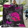 Rose Blanket, Soft Cozy Floral Throw Blanket Gift for Girl Women, Fuzzy Comfy Flannel Blanket for Couch,Travel,Bed,House Decor