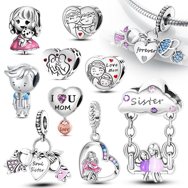 New Copper Charms Penguin Snowman Snowflake Woman Man Love Heart Beads Fit Original Pendant Bracelet Charms Women Jewelry