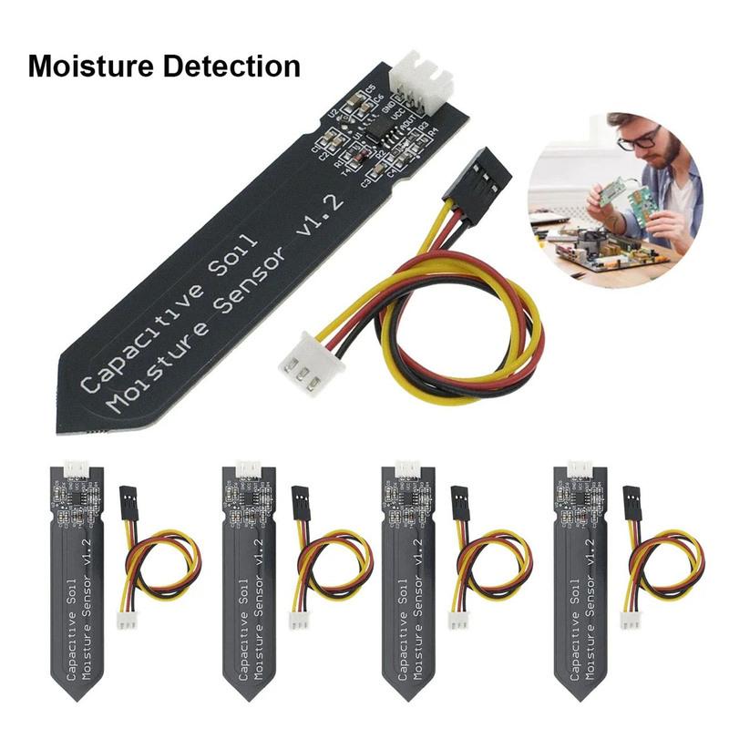 2/5pcs Capacitive Soil Moisture Sensor Module V1.2 Wide Voltage Wire Analog for Moisture Detection Garden Watering DIY