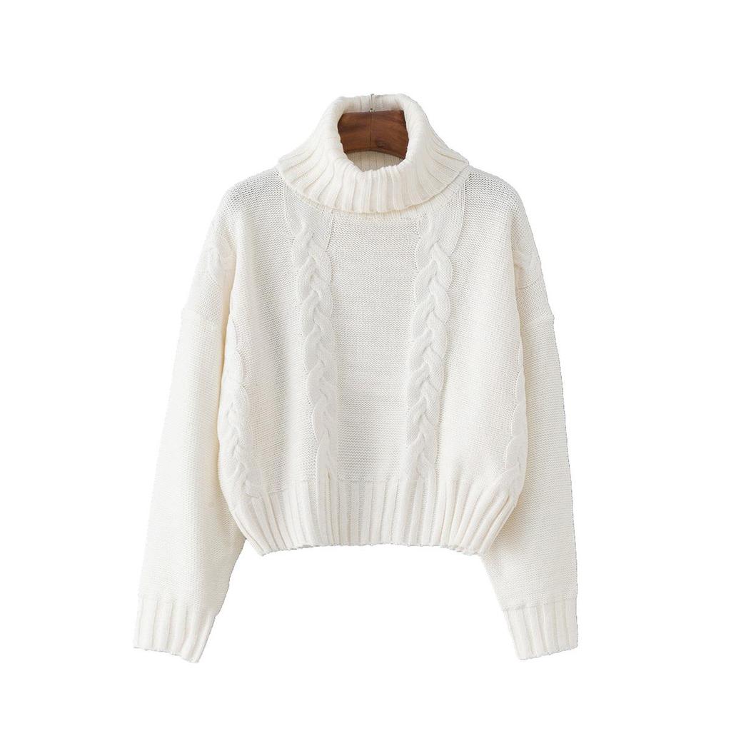 2025 Autumn/Winter Oversized Cable Knit Turtleneck Sweater