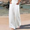 Women's casual wide-leg pants elastic waist lace-up trousers