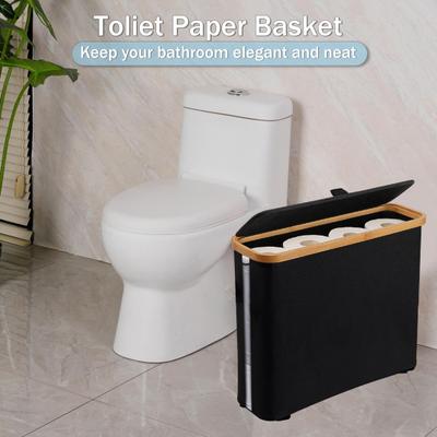Cesta de almacenamiento de papel higiénico de gran capacidad, impermeable, multiusos, fácil de instalar, organizador de almacenamiento de papel higiénico con tapa
