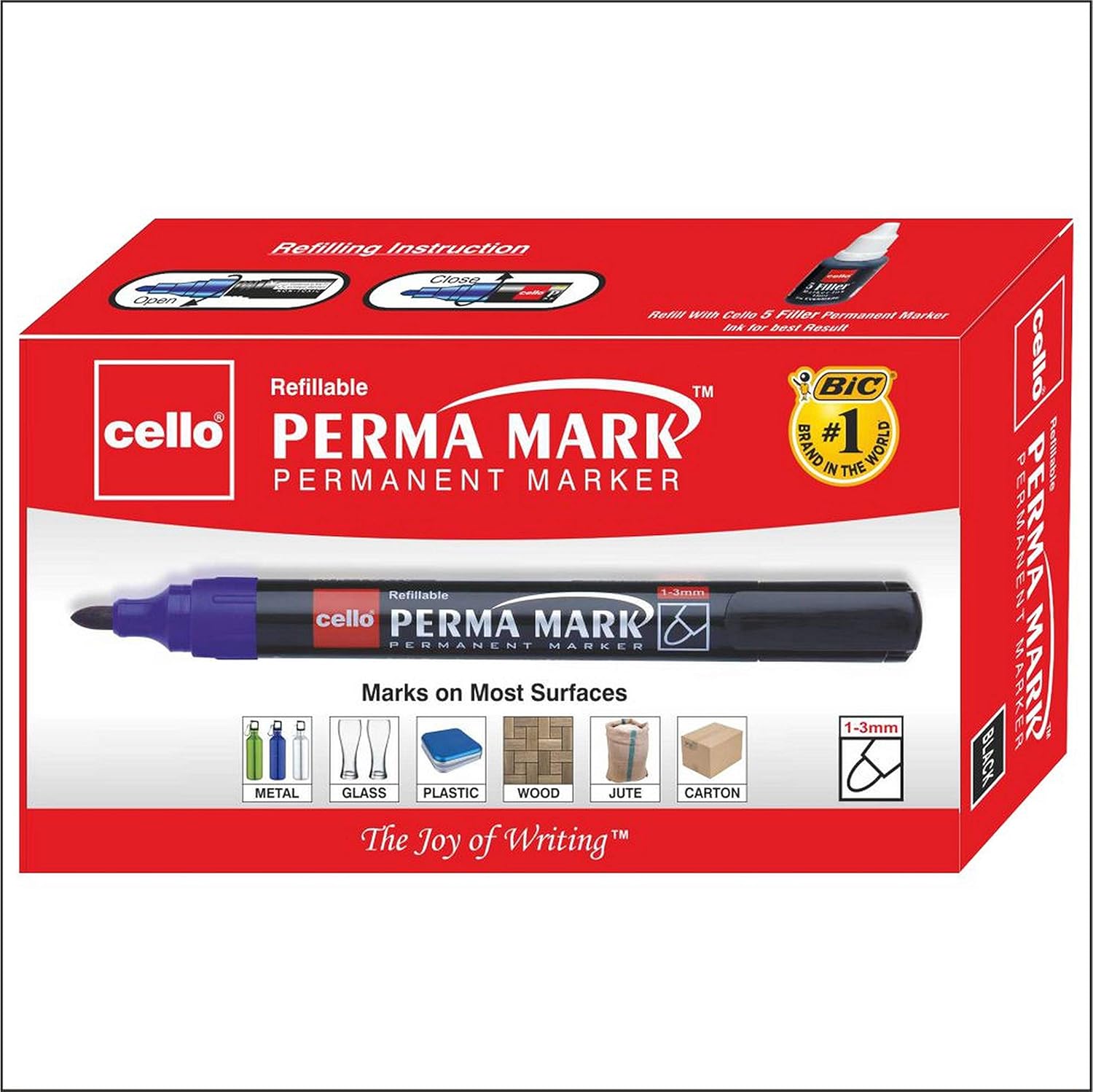 

Cello Perma Mark Permanent Marker Black Ink 1.3mm Tip Pack Of 10 For Office School Home Writing And Labeling Use