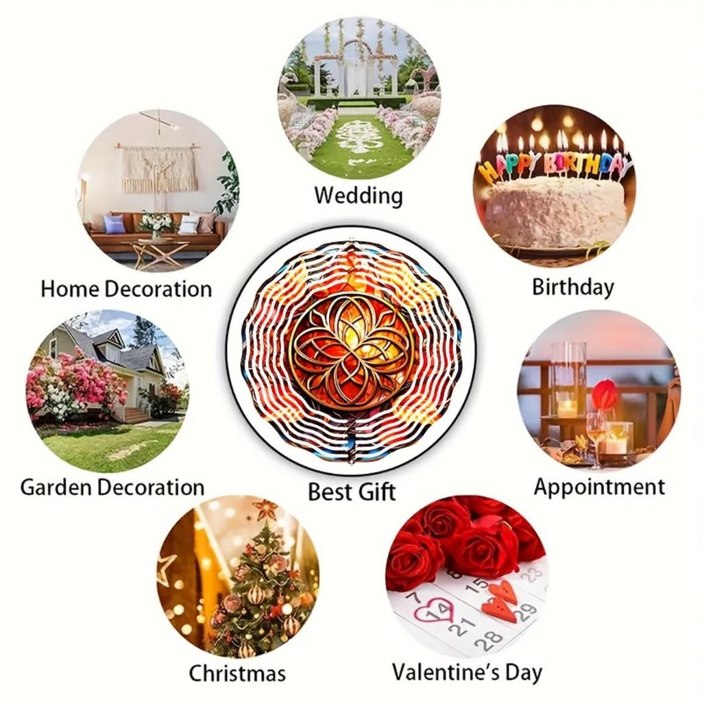 Autumn Celtic Wind Spinner 10 Inch 2D Metal Art Garden Decor Rotating Hook Vibrant Colors Geometric Pattern Indoor Outdoor Housewarming Gift