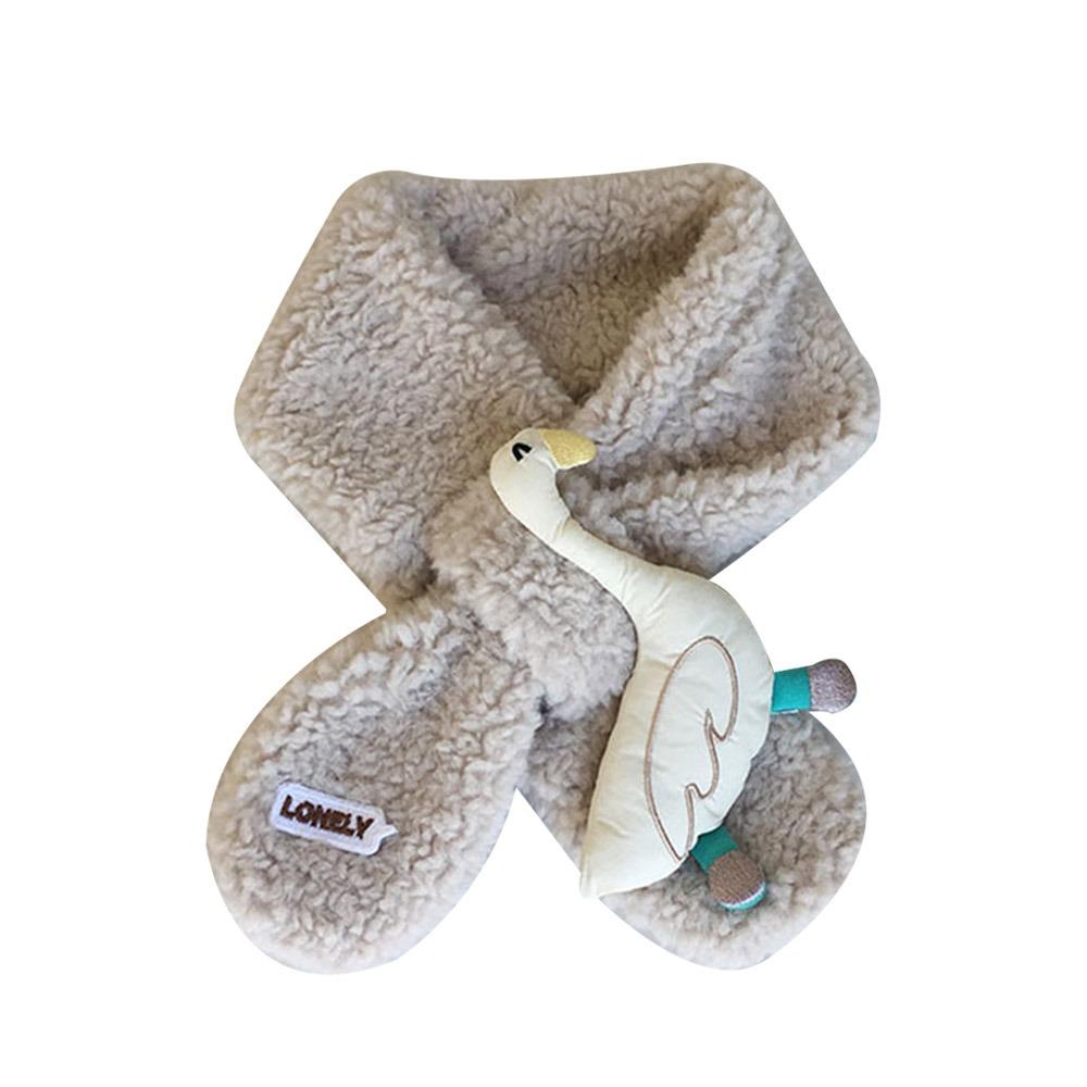 Fashion Warm Kids Winter Scarf Thick Lamb Fleece Scarf Animation Plush Kids Cross Neckerchief Baby Young Boys Girls