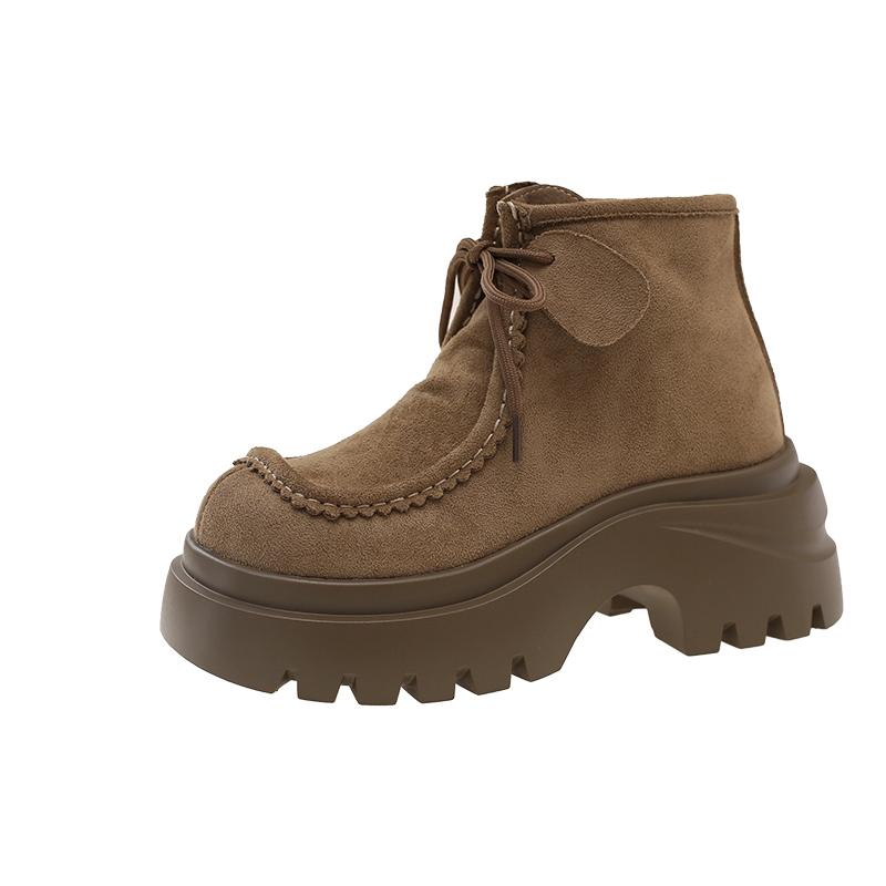 

Модные ботильоны на платформе Женские туфли на плоской подошве Тренд 2025 Новая мода Зимние сапоги Снежные сапоги Замшевые Повседневные кроссовки Женские На шнуровке Botas Mujer 39 хаки