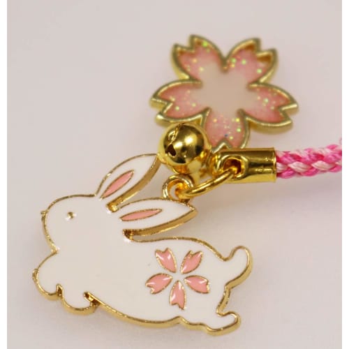 Matsumi Kogei Made In Japan Netsuke 0.5 X 2.5 X 9cm Epo Cherry Blossom White Animal Rabbit