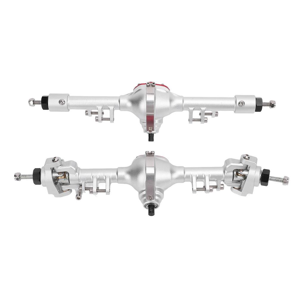 RC Axle Assembly Set Aluminum Alloy Front and Rear Axle for SCX10 II 90046 90047 1/10 RC Crawler Upgrade Parts Silver and Red