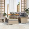 8 Piece Beige Garden Sofa Set with Cushions