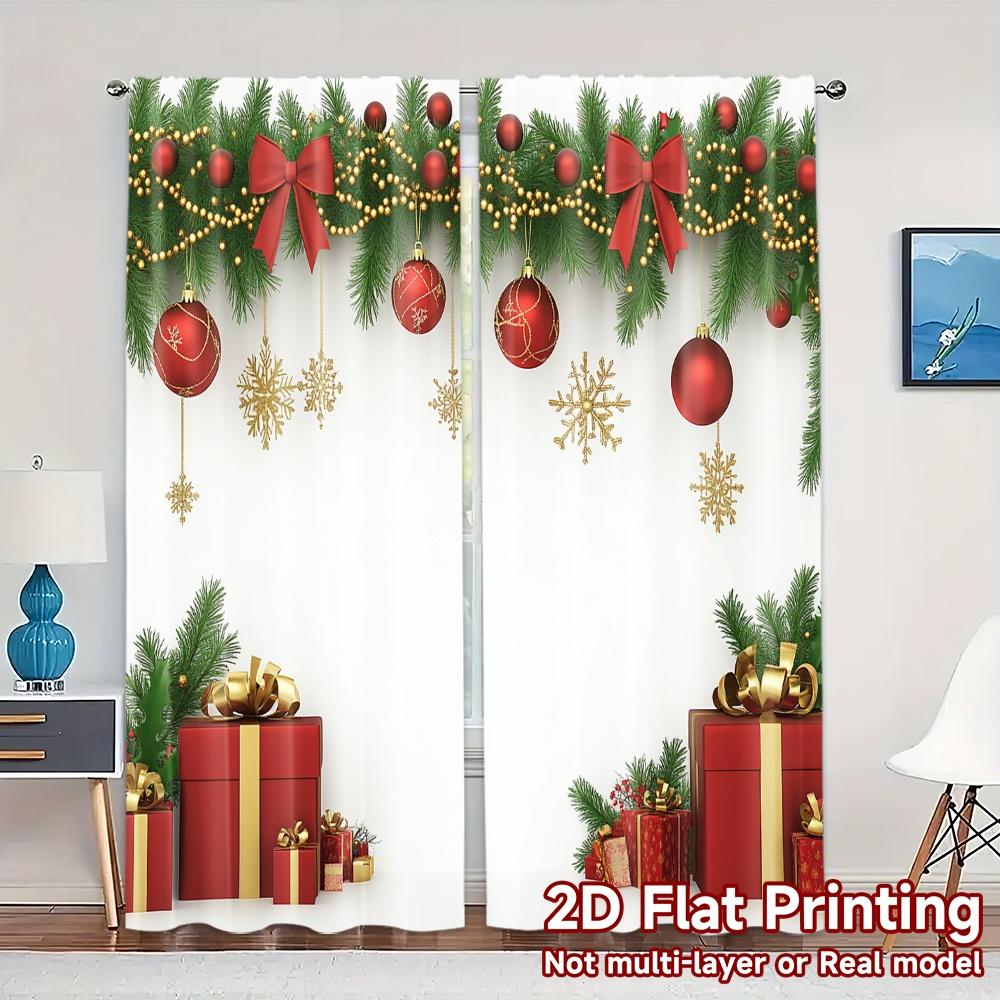 

2pcs,Curtains Christmas ornaments gifts holiday season (2) Popular Fashionable Curtains Versatile Polyester Fabric Curtains Art 52.50×116.00 CM 2pcs