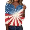 Women's T Shirt Independence Day Print Button 3/4 Sleeve Daily Weekend Fashion Basic V- Neck Regular Top