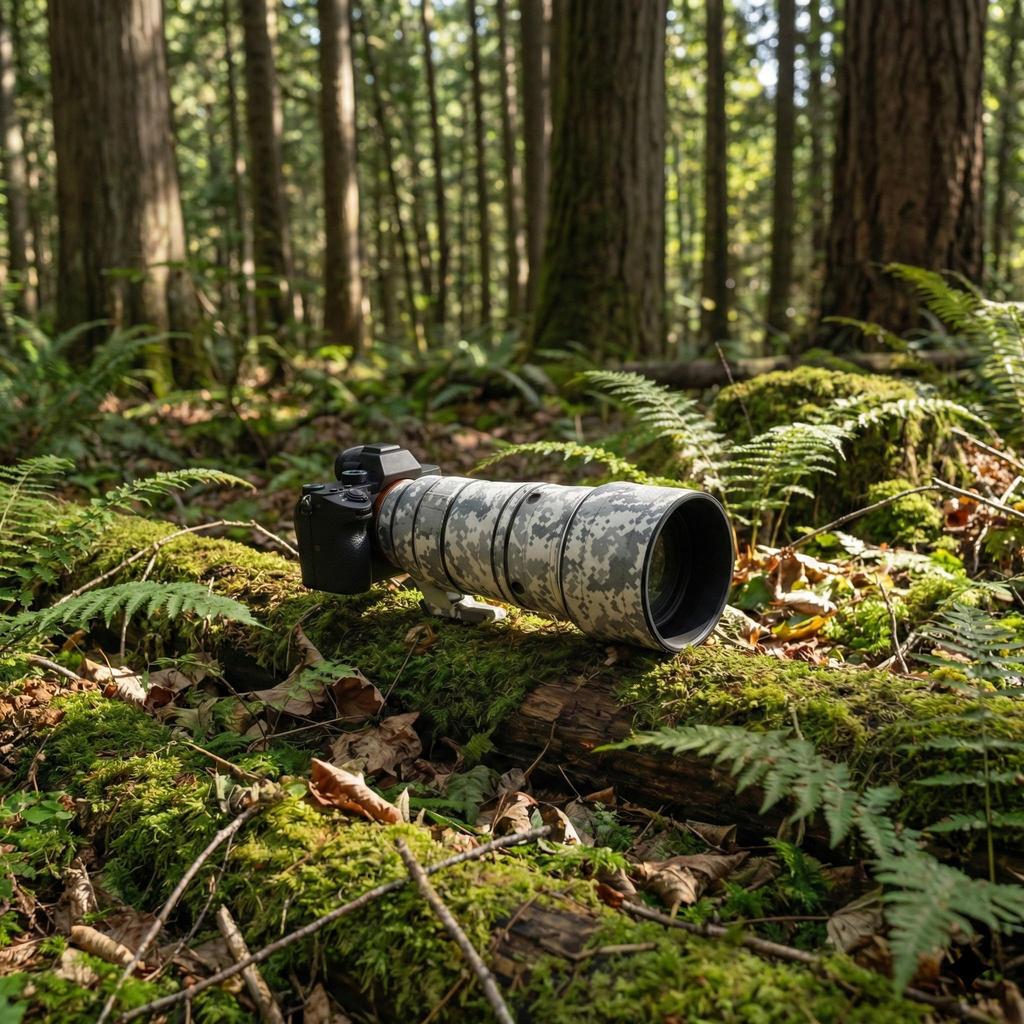 ROLANPRO Waterproof Lens Cover for Sony FE 300mm GM OSS Lens Camouflage Lens Protection Cover for Telephoto Scratch Bird Photography Gray Digital