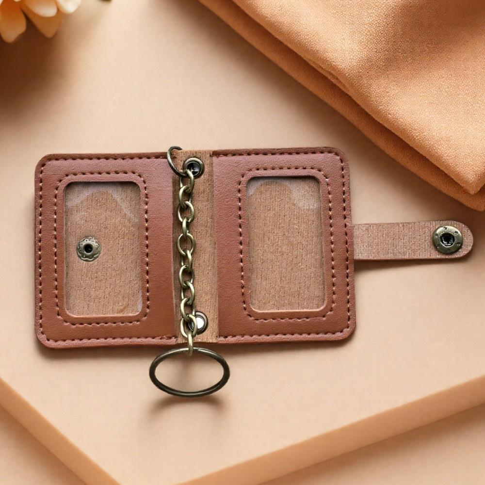 

PU Photo Album Wallet Cutout Window Photo Leather Case Keychain Photo Holder Organizer Couples Use коричневый