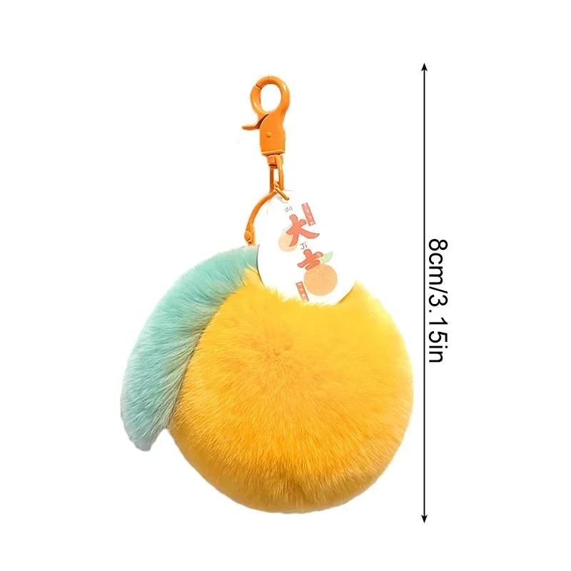 1 Pezzo Portachiavi Peluche Dolci e Soffici Portachiavi per Chiavi Auto Mandarino Ciondolo Portachiavi Pelliccia di Coniglio Rex Pompom Arancione di Lusso Carino