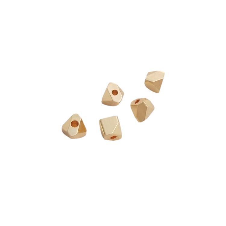 14K Gold-Filled Multi-Faceted Polygon Beads - Geometric Rhombus for DIY Jewelry