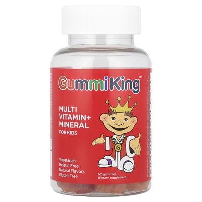 GummiKing, Multivitamins + Minerals for Children, Grape, Lemon, Orange, Strawberry, Cherry Flavors, 60 Gummies