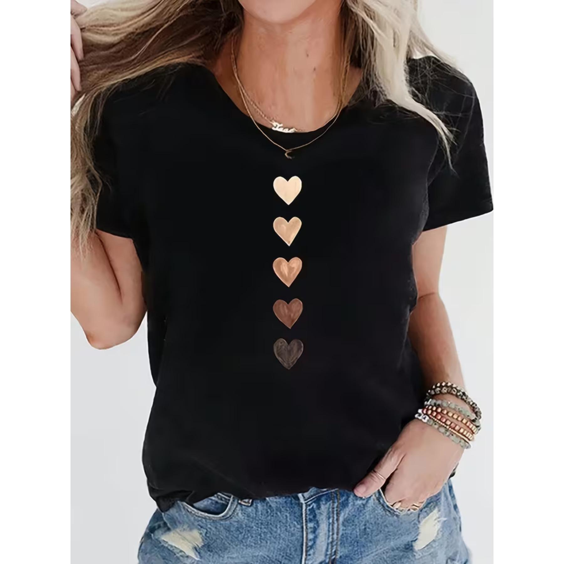 Black Casual Short-Sleeve T-Shirt Casual Short Sleeve T-Shirt for Spring & Summer, Women s Clothing S