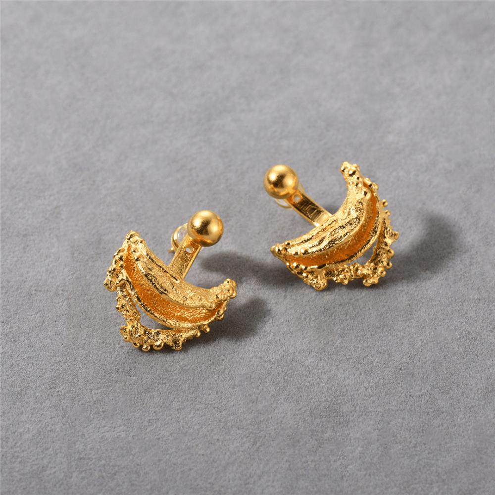 Vintage Semicircular Bending Irregular Old Removable Stud Earrings