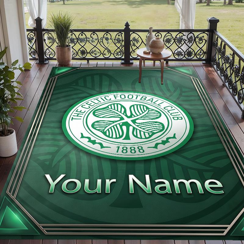 Custom Text Printed Rug Celtic FC Non Slip Floor Carpet For Home Room Decor
