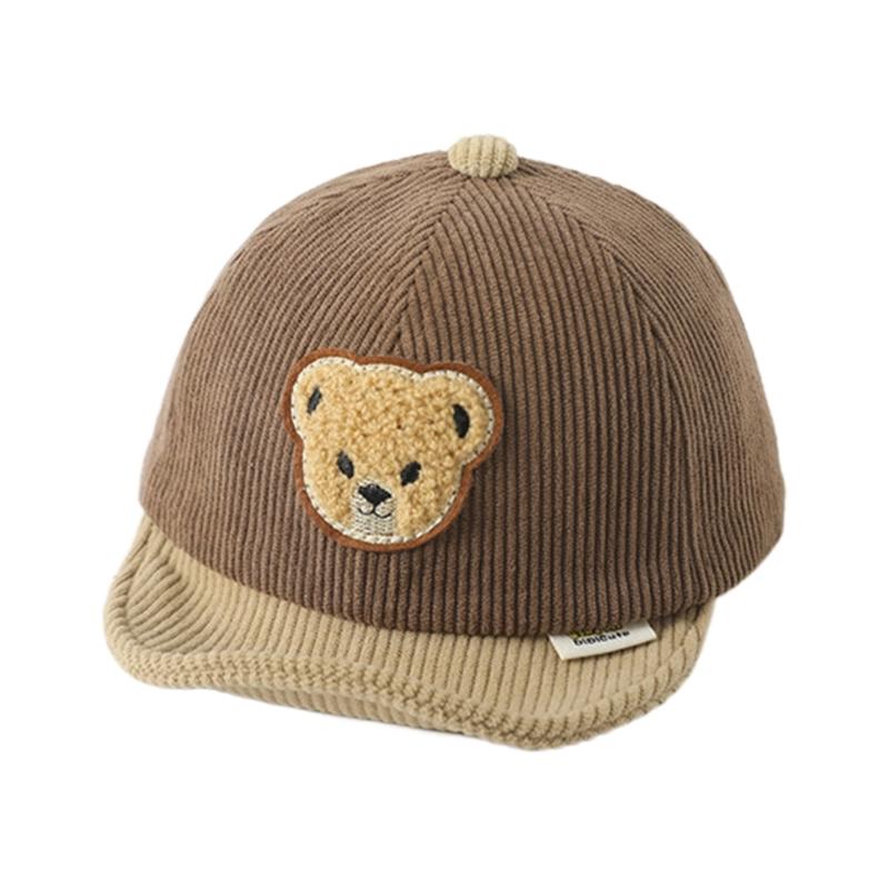

Cartoon Curved Brim Hat Baseball Hat Baby Peaked Cap Embroidered Bear Hat Duck Tongue Cap Winter Baby Hat Kids Sun Hat кавовий