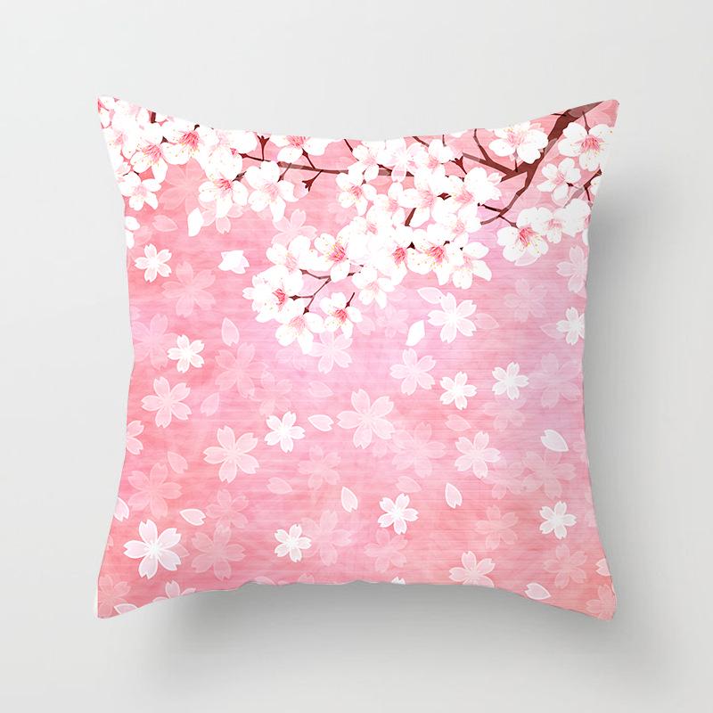 Peach Leather Velvet Fresh Pink Flower Pillowcase Home Sofa Pillow Cushion Cover Core-free