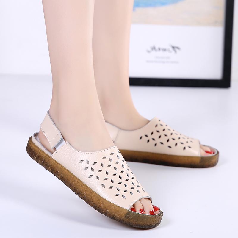 Römische Sandalen für Damen, Outdoor, lässig, Lederschuhe, übergroß, hohl, offene Zehen, Sommerschuhe für Mädchen