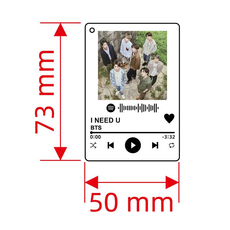 BTS Music Player Keychain, Bangtan Boys Keyring with Group Photo, Kpop Song Themed Bag Pendant for ARMY Fans