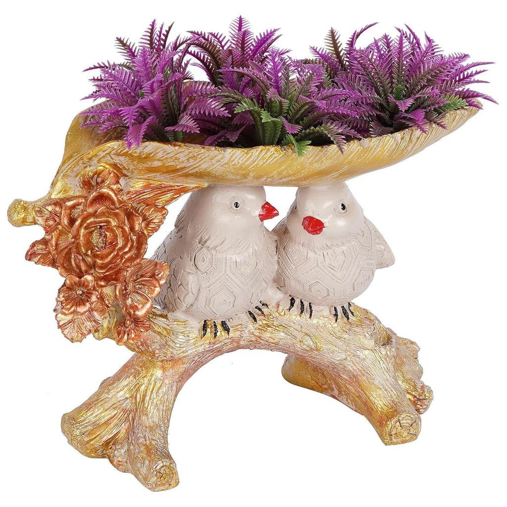 2 Birds Sitting On Tree Branch Figurine Home Decoration Showpiece Chidiya Statue for Home Decor Item Sparrow Pair Showpiec