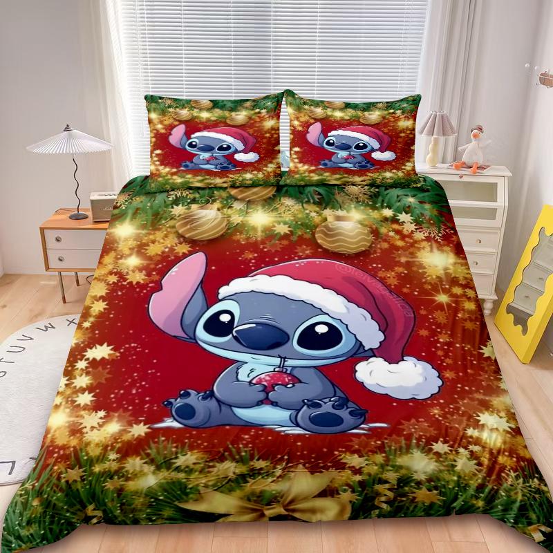 Christmas Mickey 3Pcs Duvet Cover Minnie Merry Christmas Cartoon Bedding Set Twin Full For Children Holiday Gifts Bedroom Decor