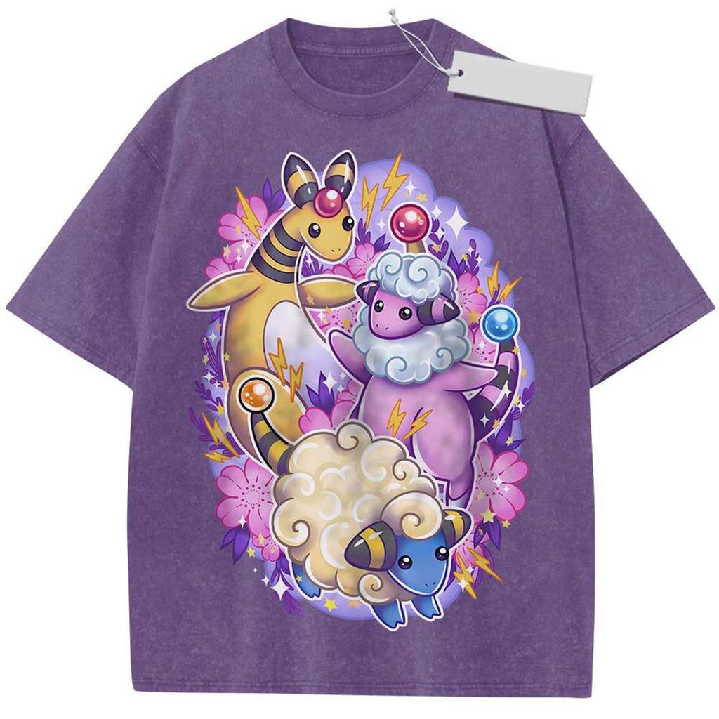 Mareep Shirt, Flaaffy Shirt, Ampharos Shirt, Pokemon Shirt, Vintage Shirt, Manga Tee Wash Shirt, Vintage Inspired, Anime Gift Tee, Y2K Shirt