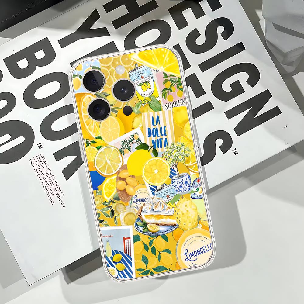 Seaside Scenery Wine Lemon Phone Case For iPhone 17 16 15 11 12 14 13 Pro Max Mini X XS XR 7 Plus 17E Shockproof Cover Fundas