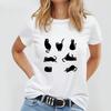 Wounisex T-Shirt Einfaches Design Oberteile Panda Aufdruck Damen T-Shirts Lässig Basic Sommer Weißes T-Shirt Kawaii Damen T-Shirts