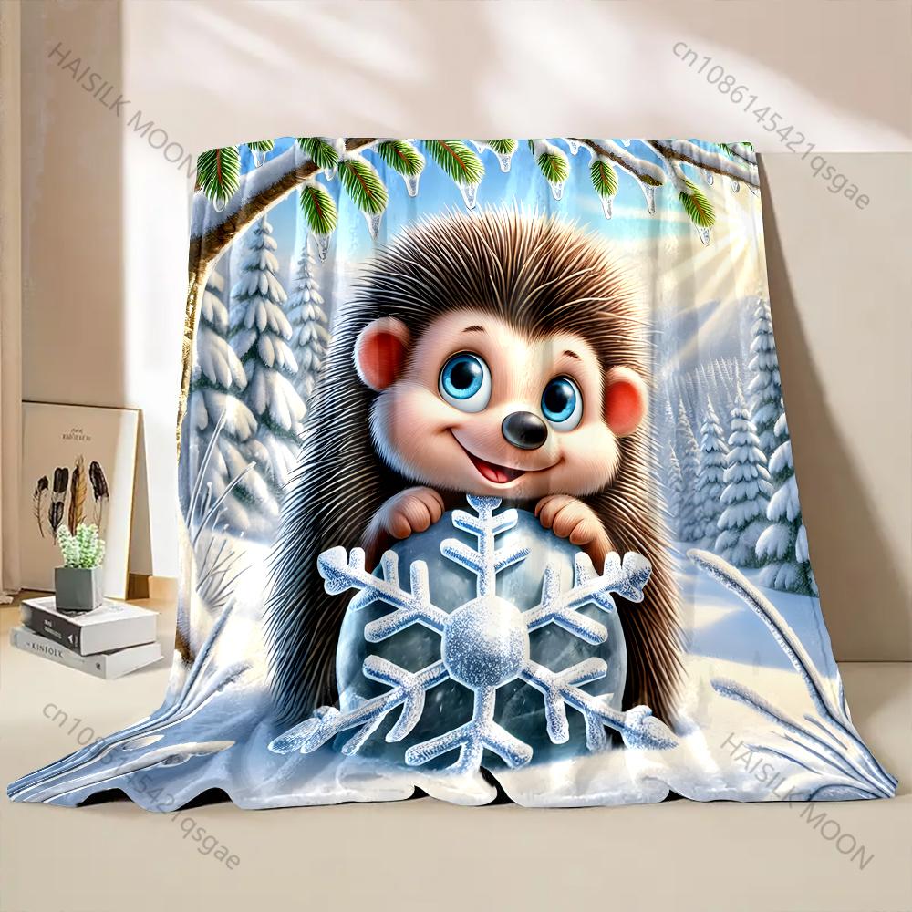1PC Winter Scene with Snowflakes Pattern Blanket Flannel Material Soft Warm for All Seasons, Home Outdoor Camping Picnics RV