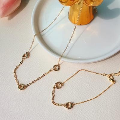 Women's 15K Gold Plated Round Brand Layered Necklace
