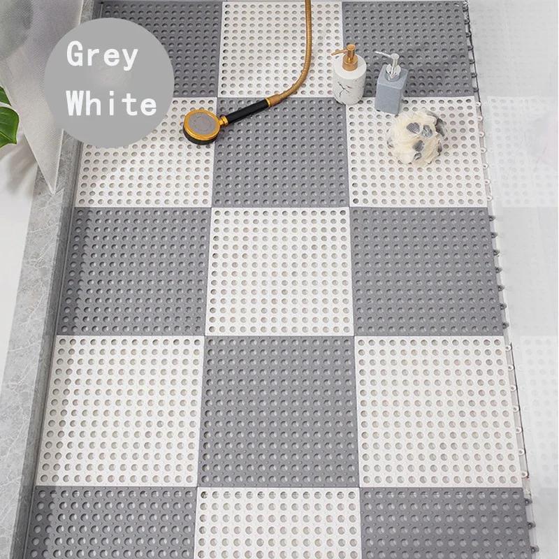 Gummi-Bodenfliesen, weiches PVC, rutschfeste Duschmatte zum Spleißen von Fliesen, Außenkissenmatte für Badezimmer, Deck, Abfluss, Pool, Terrasse, Balkon