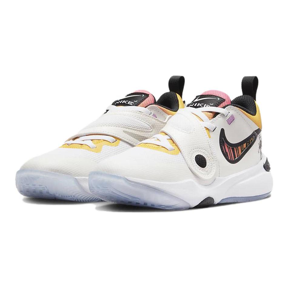 Nike Team Hustle D 11 PS Slip Resistant Cushioning Low Top Children's Basketball Shoes White Kids FJ7689-101