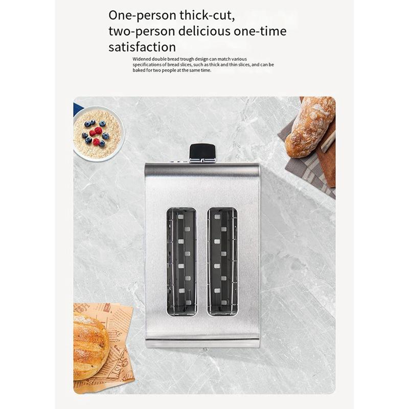 Prăjitor de pâine cu oprire automată - Fante extra-late și tavă de firimituri rabatabilă detașabilă cu buton de anulare, priză UE