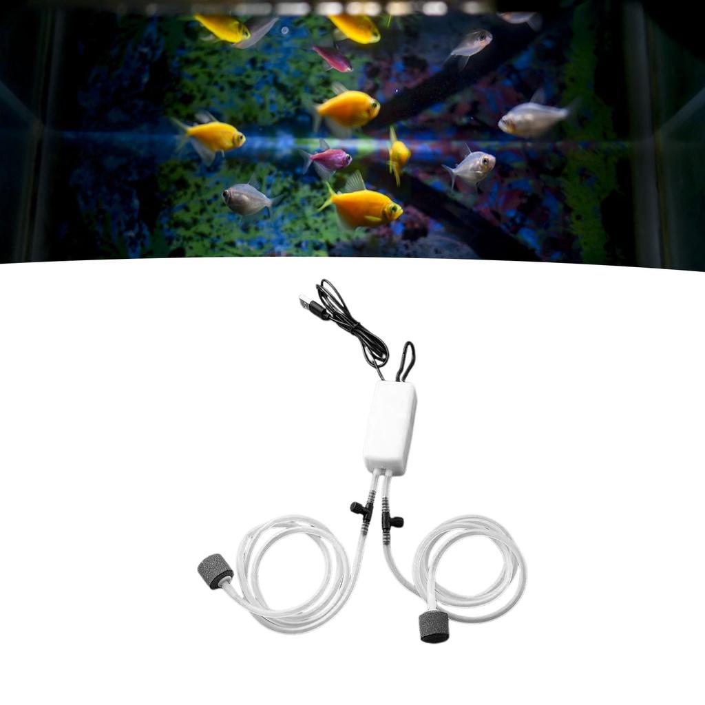 USB Fish Tank Oxygen Pump Portable Silent Double Outlet Mini Fishing Oxygen Air Pump for Home Aquari