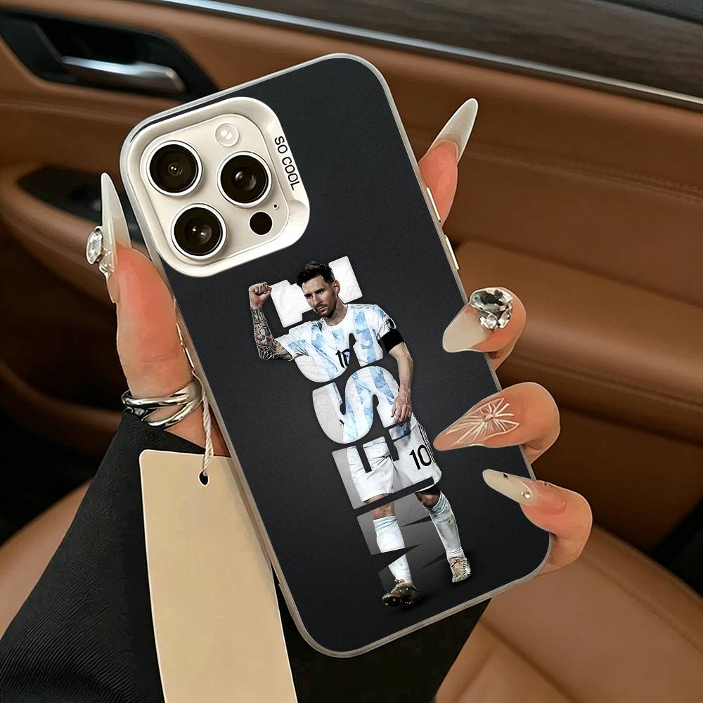 GOAT Fußballspieler M-messi Handyhülle für iPhone 17,16,15,14,13,12,11 Plus,Pro Max,XS,weiße silberne Handyhülle