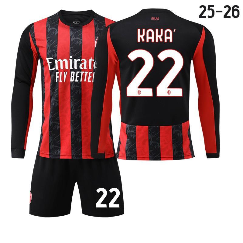2526 Milan AC Home Football Uniform Long-sleeved Jerseys Children's Set No. 14 Modric 11 Ibrakaka