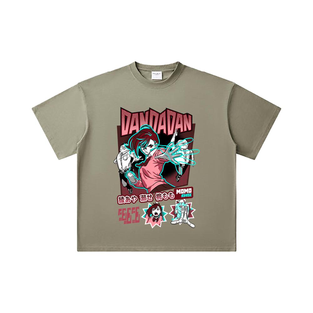 260 GSM Double Yarn 32 Count 100% Cotton Dandadan V15 Momo Print Unisex Heavy Cotton T Shirt