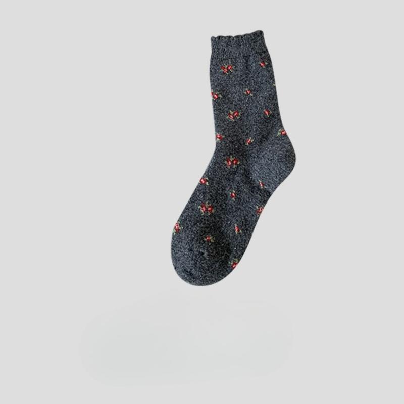 Fall/Winter Printed Wool Mid-Calf Women's Socks - Versatile Women's Warm Layered Socks