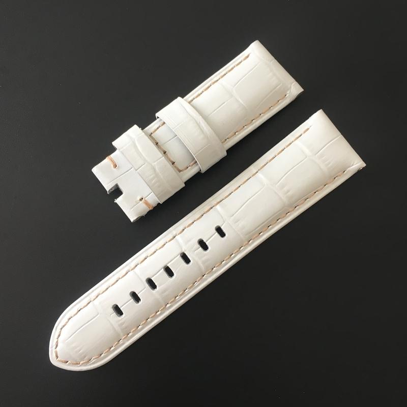 

22 мм 24 мм 26 мм белый крокодиловый узор из натуральной кожи ремешок для часов сменный ремешок для Panerai Mido Seiko Pilot браслет ремень 24mm