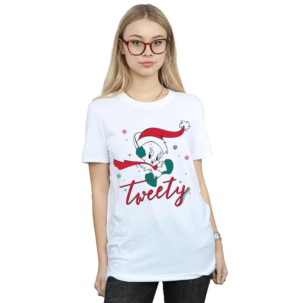 Looney Tunes Womens/Ladies Tweety Pie Christmas Cotton Boyfriend T-Shirt